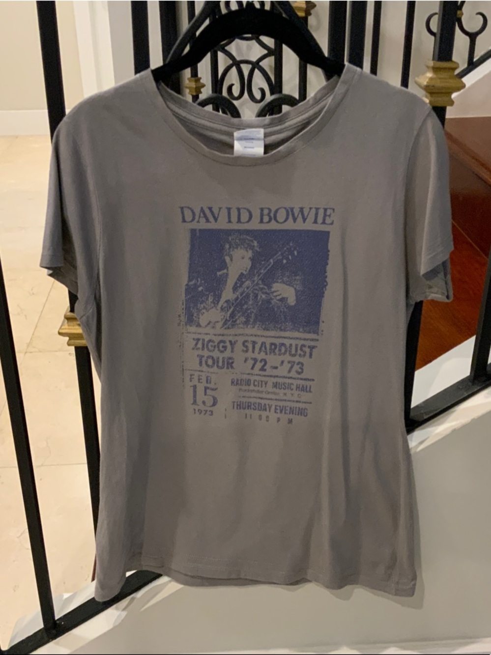 David Bowie Ziggy Stardust Gray Short Sleeve Graphic Tee